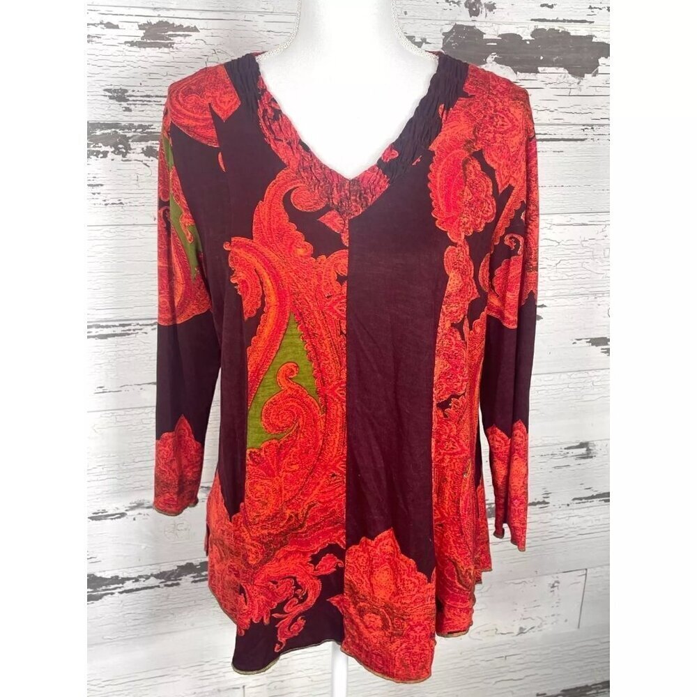 PARSLEY & SAGE Abstract Print Tunic Top Purple/Red Sz M EUC